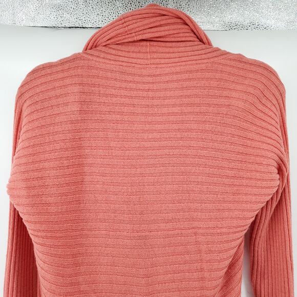 Payton Women Soft Wool Cocoon Ribbed Open Waterfall Front Cardigan Rounded Hem|S - Picture 7 of 8